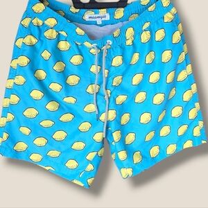 Maamgic Aqua Lemon Print Men's Swim Board Shorts